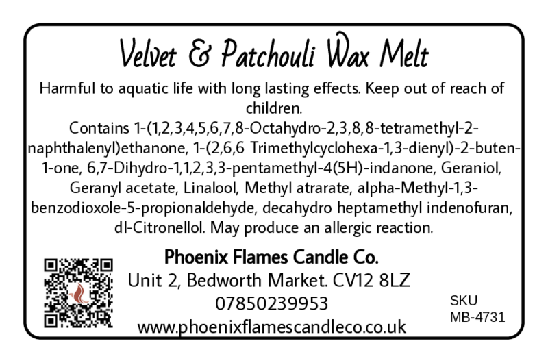 Velvet & Patchouli Wax Melts - Rose, Amber & Dark Musk