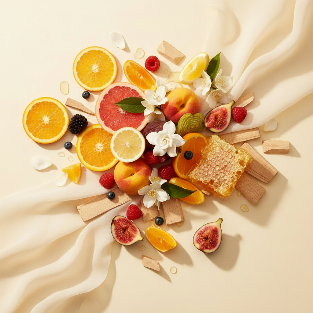 Miss Million Body Wash scent notes flat lay