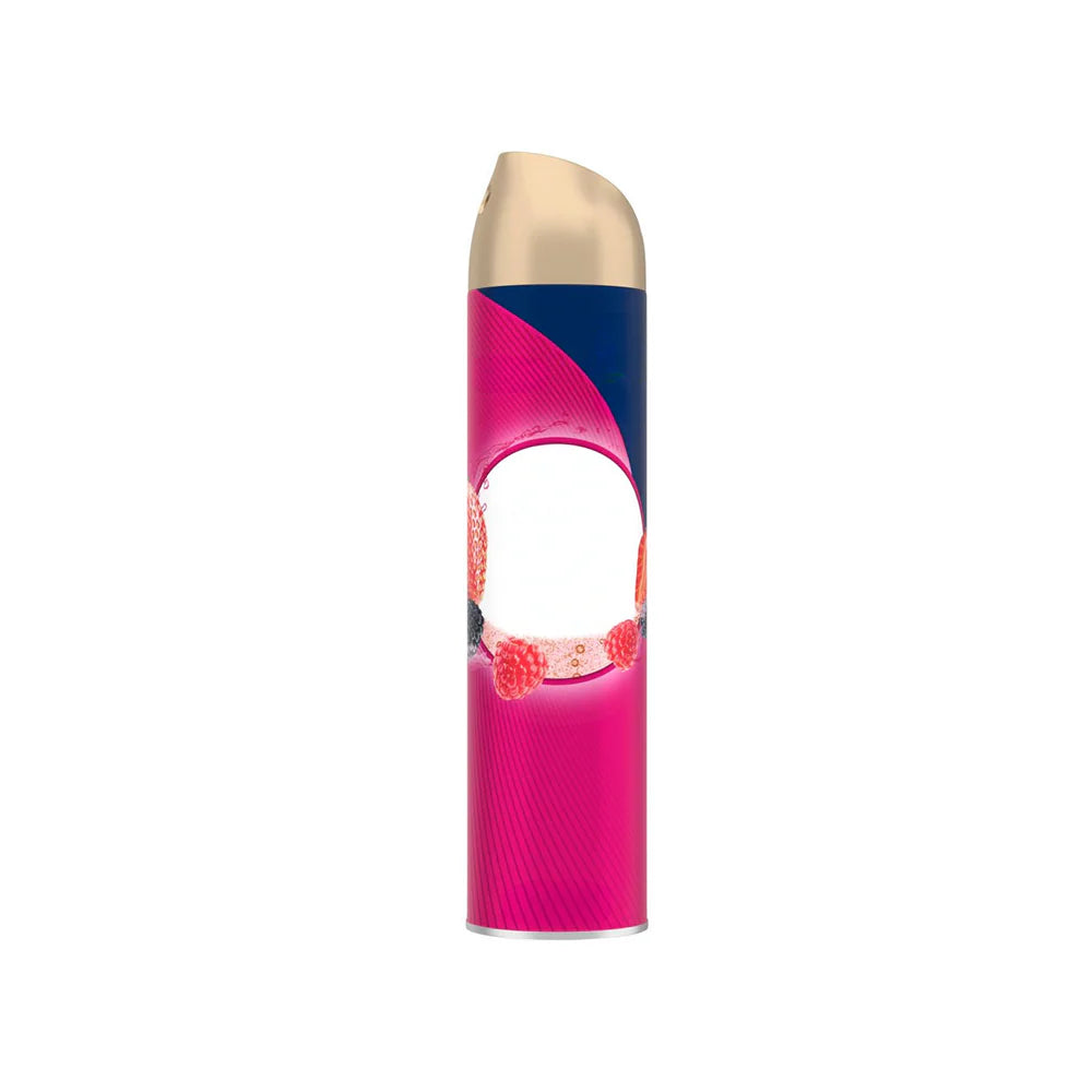 Pink and gold air freshner can on a white background