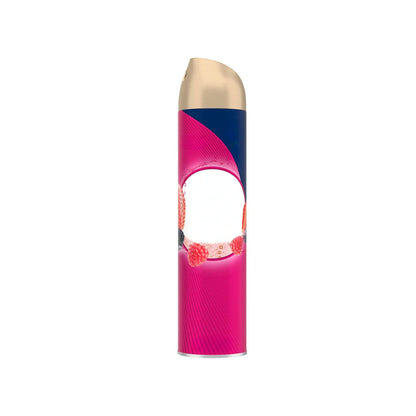 Pink and gold air freshner can on a white background