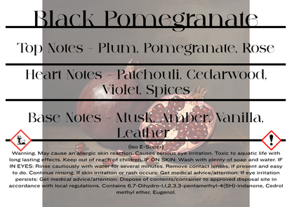 Black Pomegranate scent notes and reed diffuser CLP information