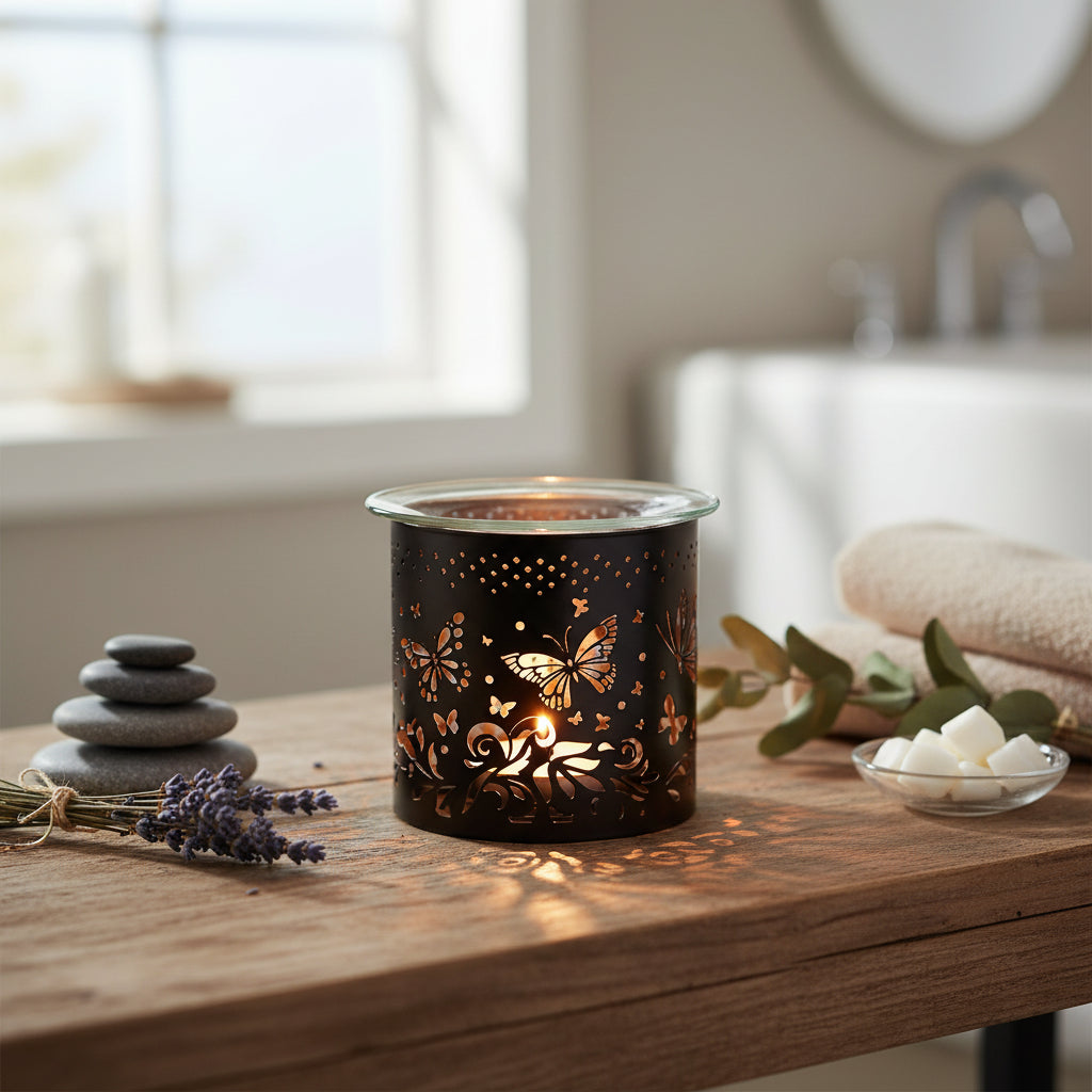 Decorative wax warmer with butterfly design