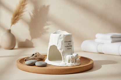 White ceramic elephant tealight burner 