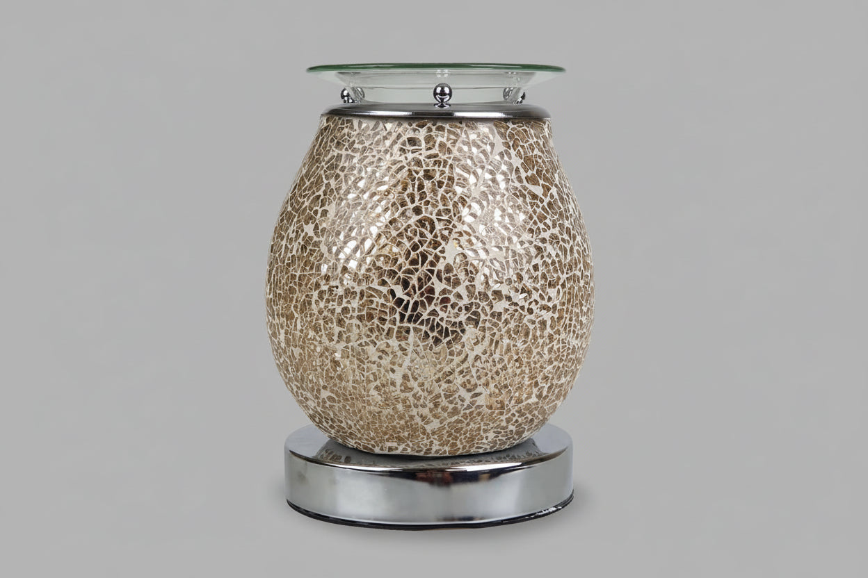 Decorative lamp with mosaic pattern on a gray background