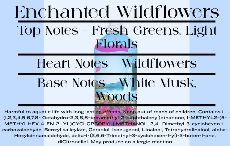 Enchanted Wildflowers scent notes and CLP information
