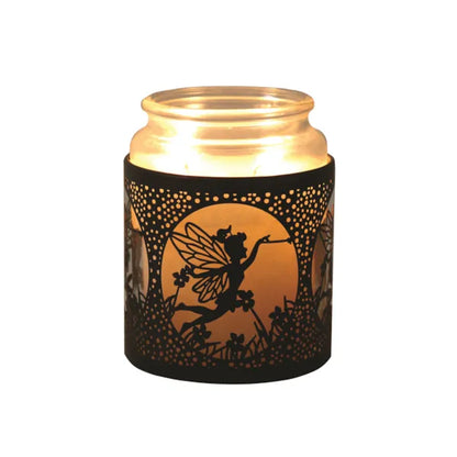 Candle holder with fairy design on a white background