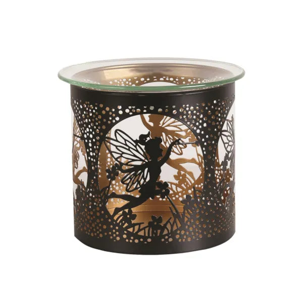 Decorative wax warmer with fairy design on a white background