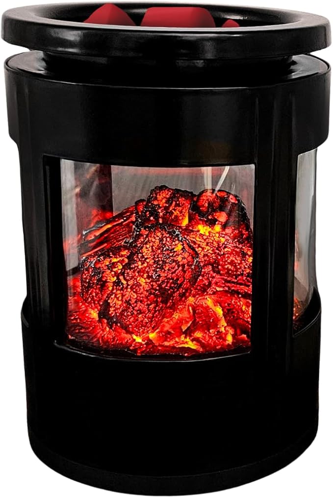 Black flickering embers electric wax melt burner on a white background