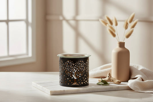 Decorative wax melt burner with tree and heart design 