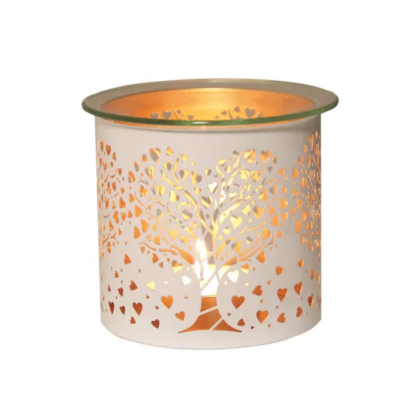 Decorative heart tree candle holder on a white background