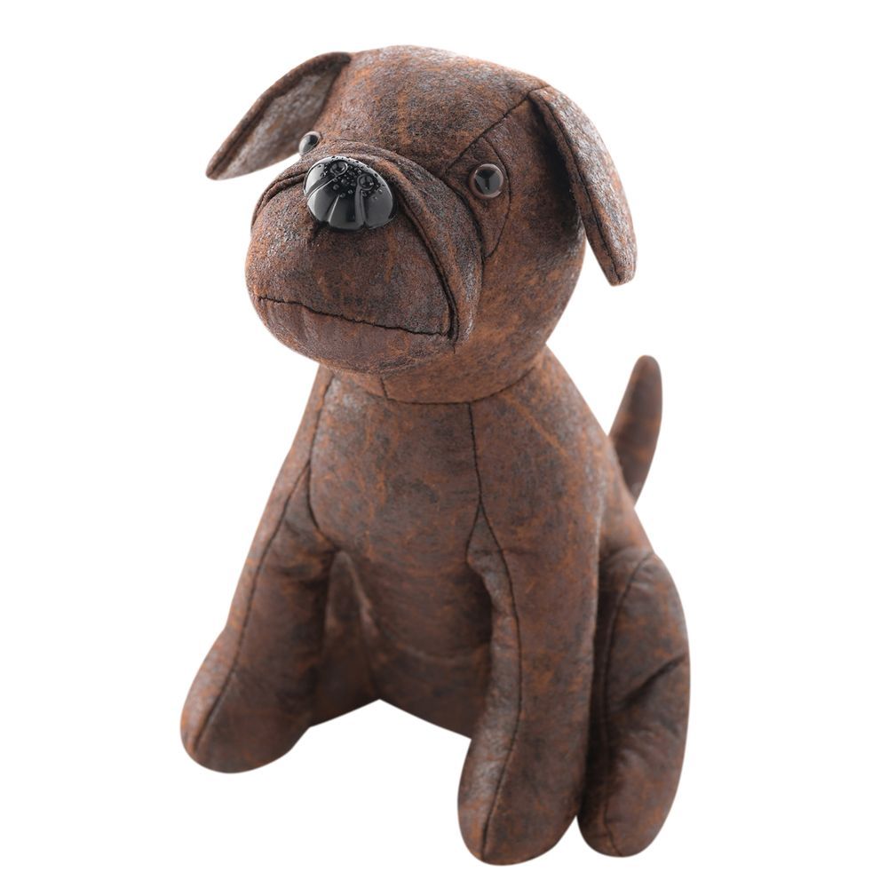 Brown dog-shaped doorstop on a white background