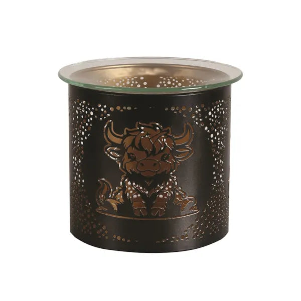 Decorative candle holder with a bull design on a white background
