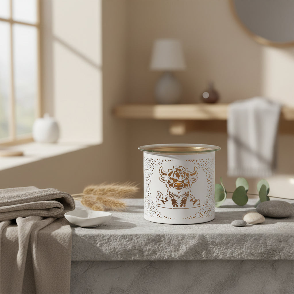 White wax warmer with bull design 