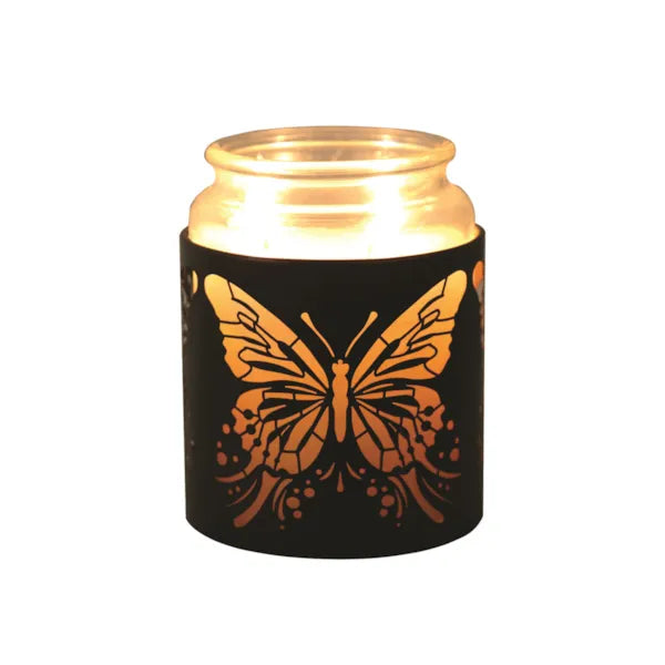 Butterfly design candle holder on a white background