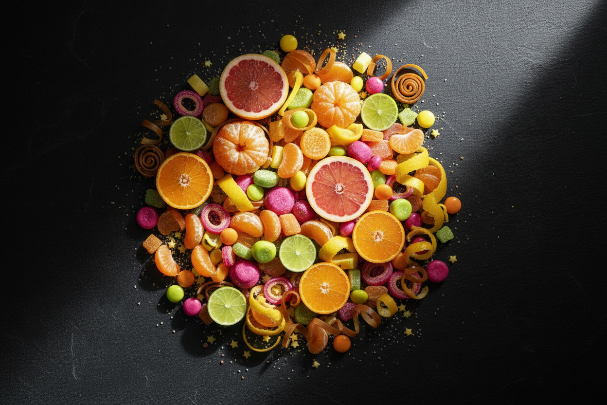 Opal Fruits wax melt scent - mandarin, grapefruit, lemon, sherbet and sweet caramel