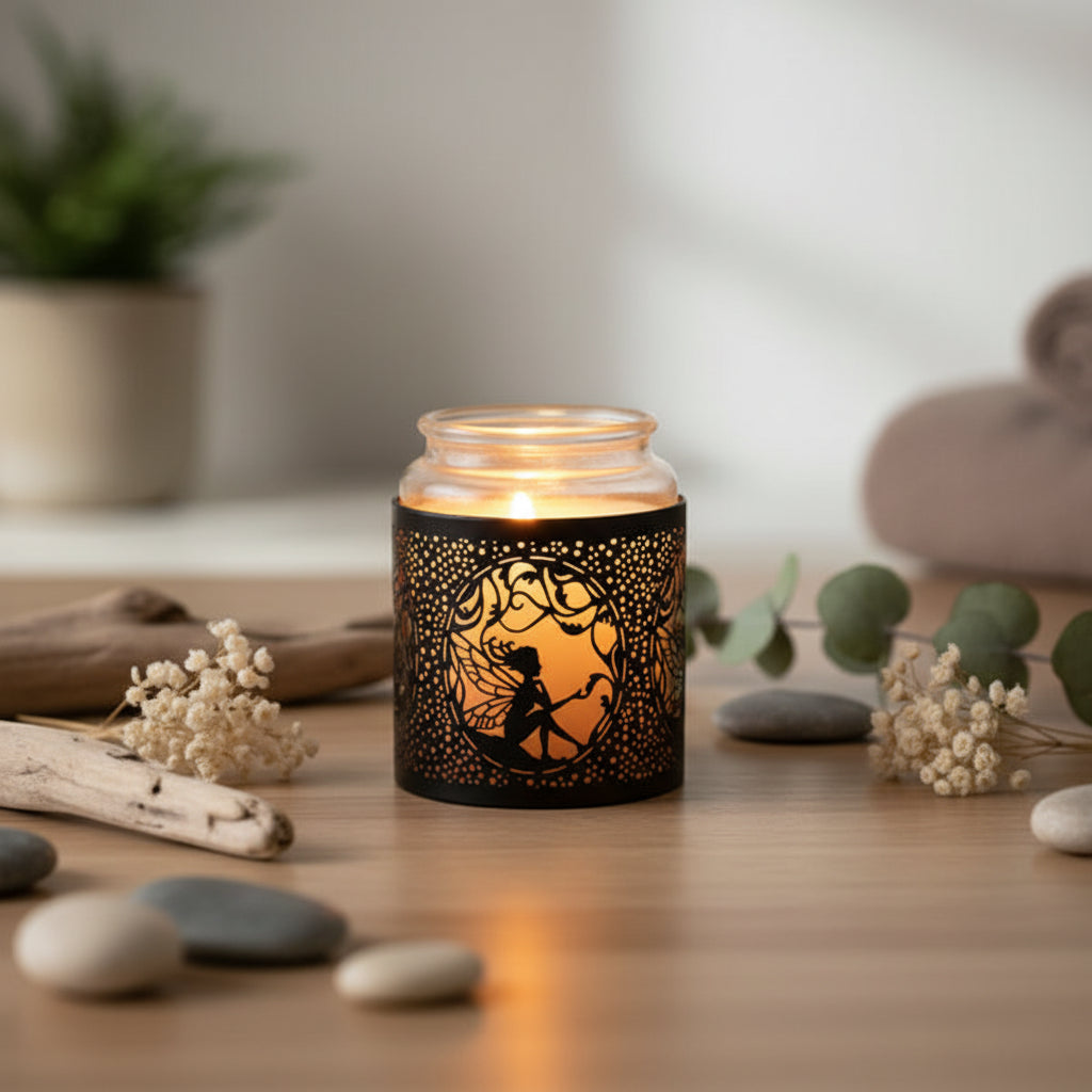 Decorative candle holder with fairy design 