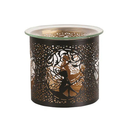 Decorative candle warmer with intricate cut-out design on a white background