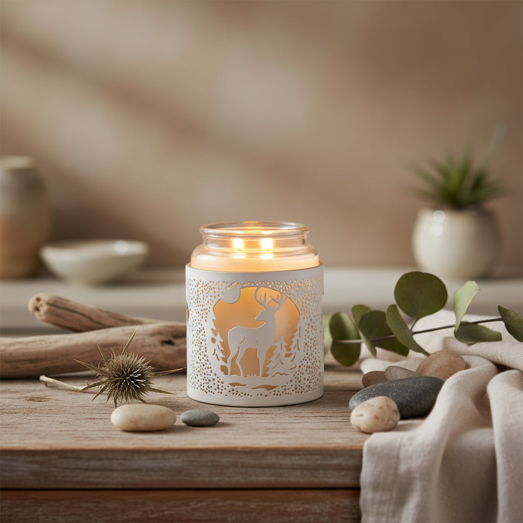 Candle holder with deer design 