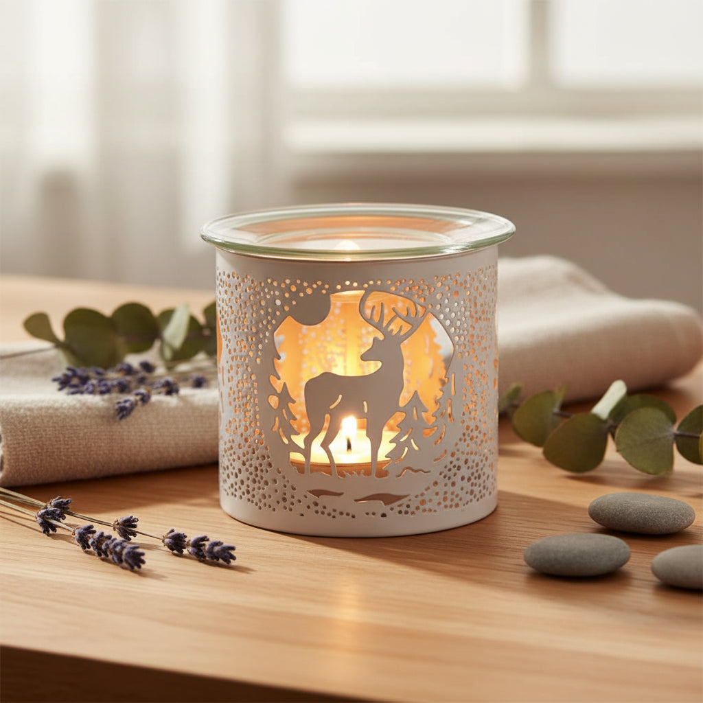 Candle warmer with deer design on a white background