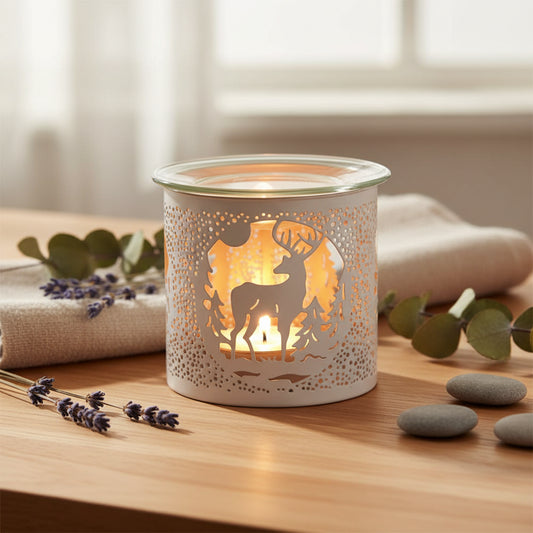 Candle warmer with deer design on a white background