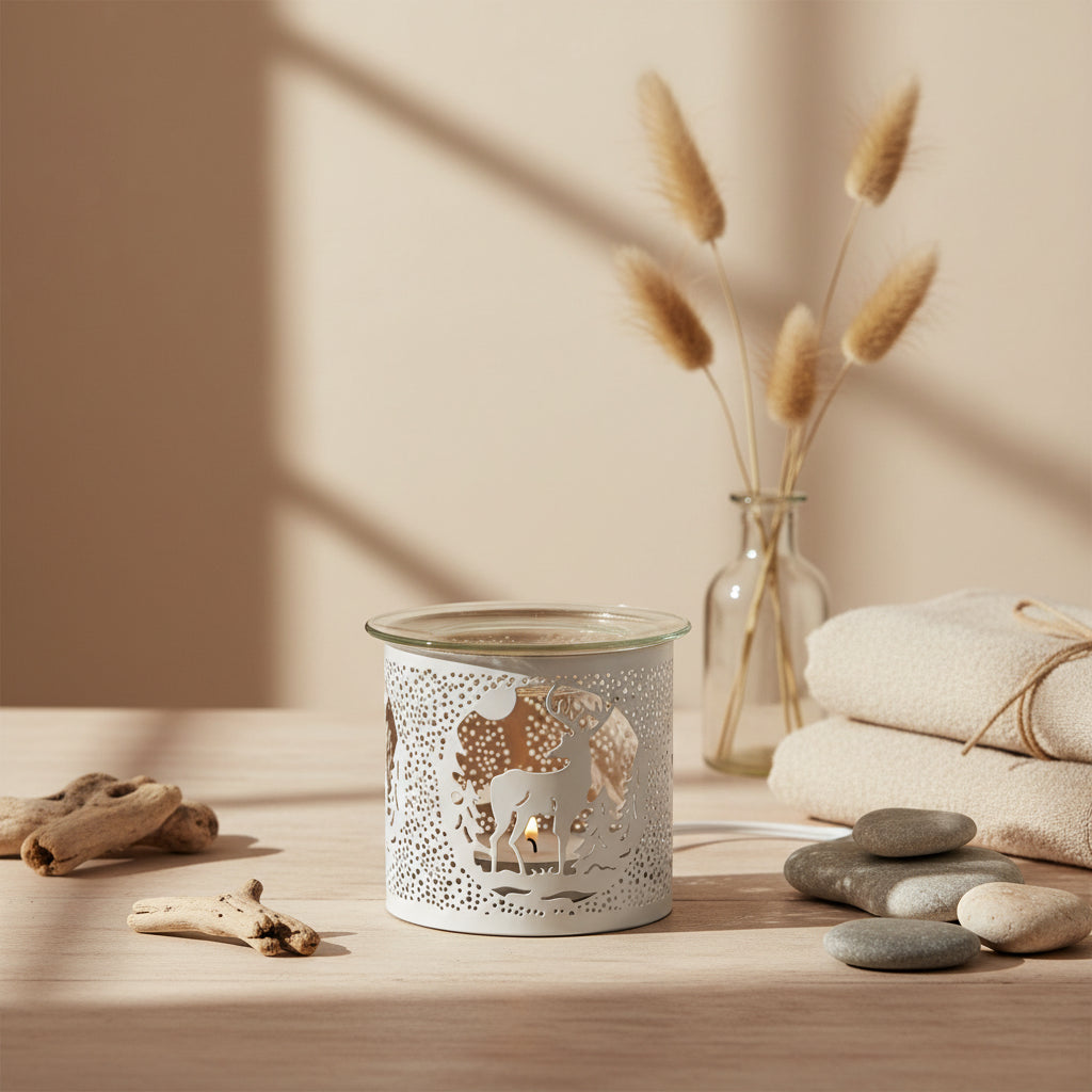 White wax warmer with deer design 