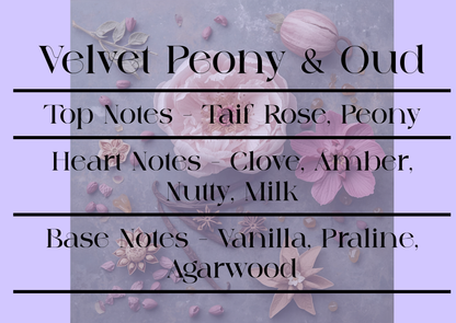 Velvet Peony & Oud scent notes