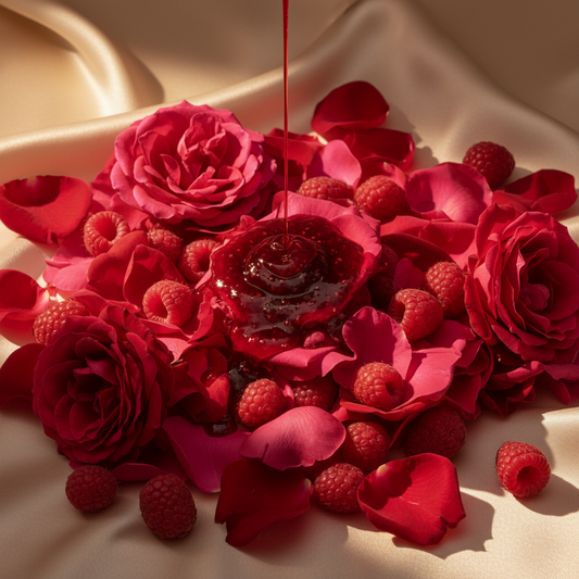 Jammin' Rose wax melt scent - raspberries, rose petals and jammy raspberry