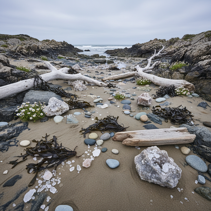 Rock Salt & Driftwood wax melt scent - rock salt, driftwood, seaweed and coastal wildflowers