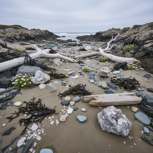 Rock Salt & Driftwood wax melt scent - rock salt, driftwood, seaweed and coastal wildflowers