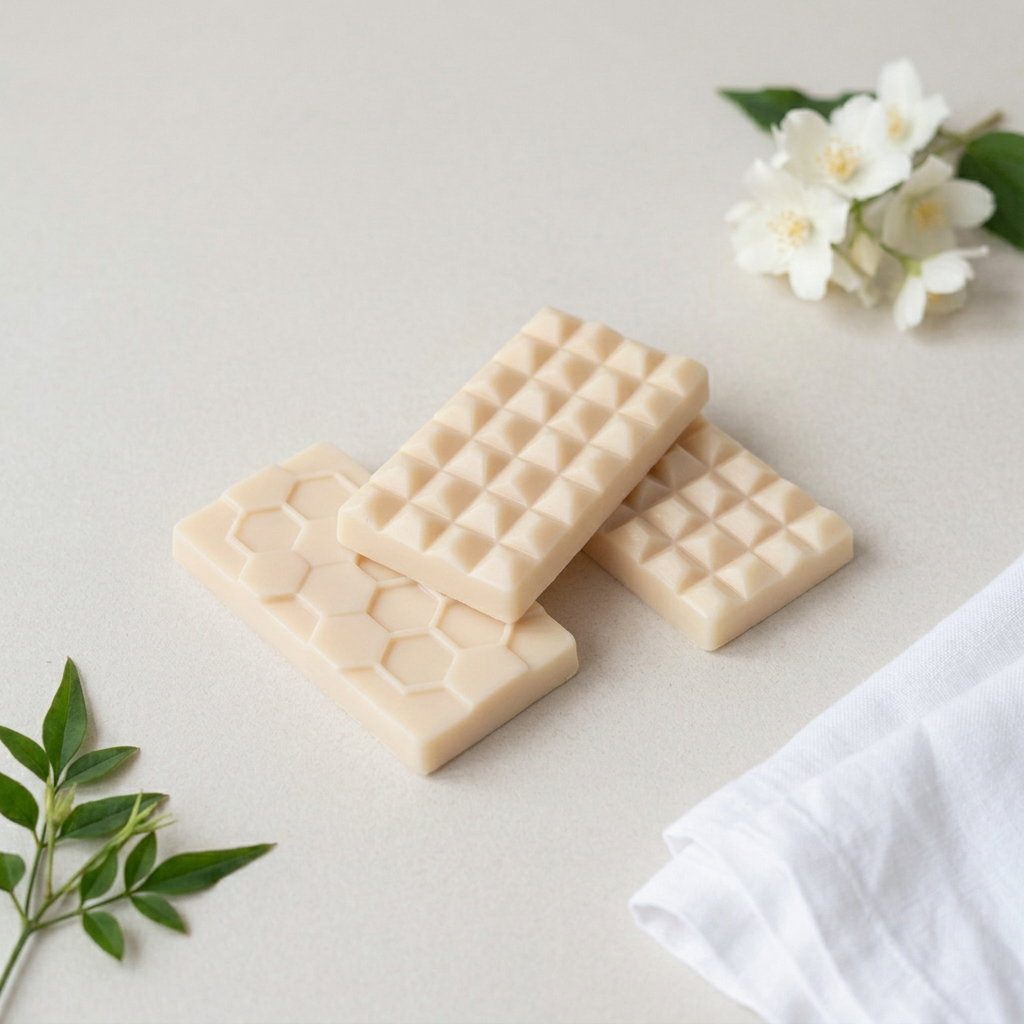 Midnight Jasmine pale-cream wax bars with jasmine styling