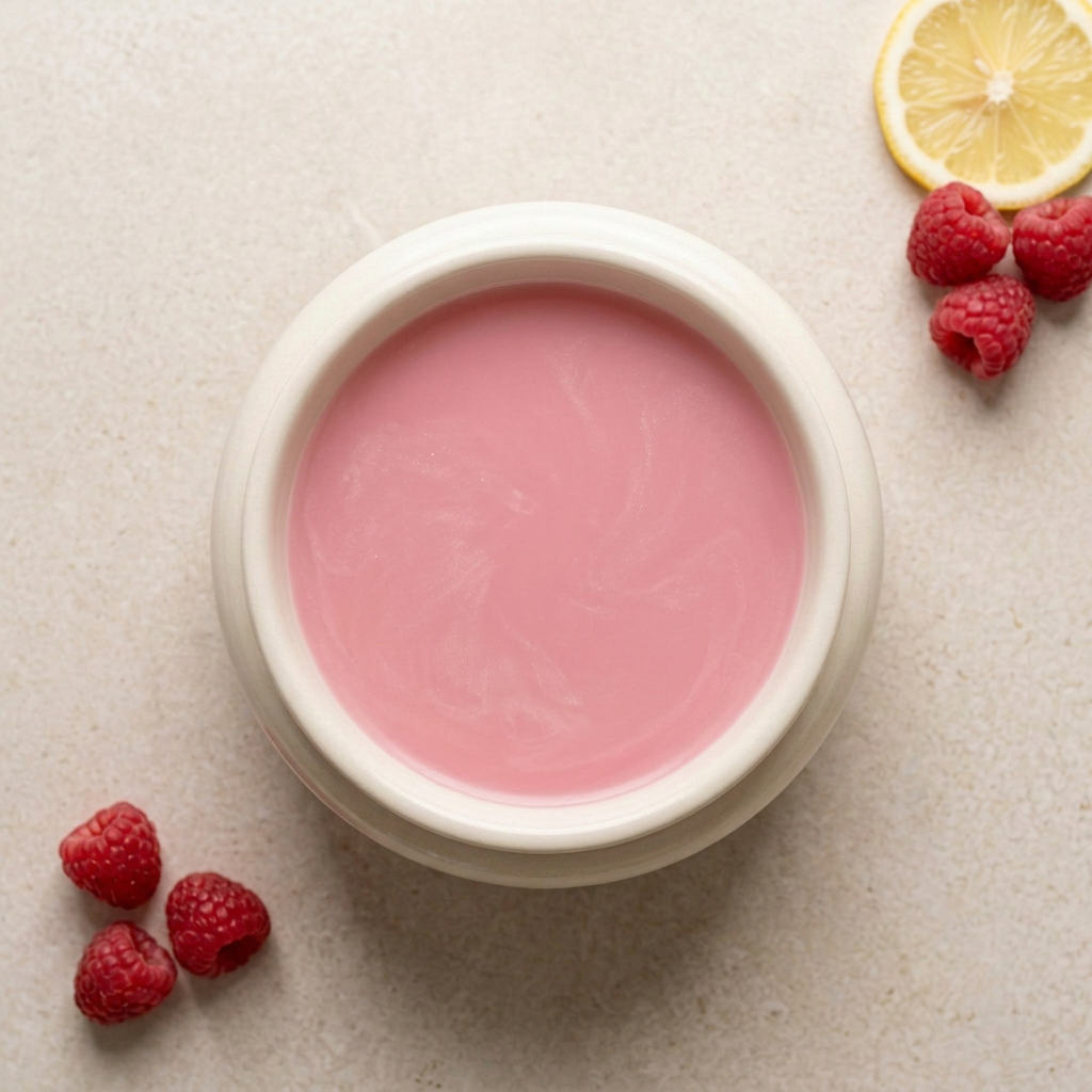Pink Lemonade pink melted wax with subtle mica in a round ivory burner