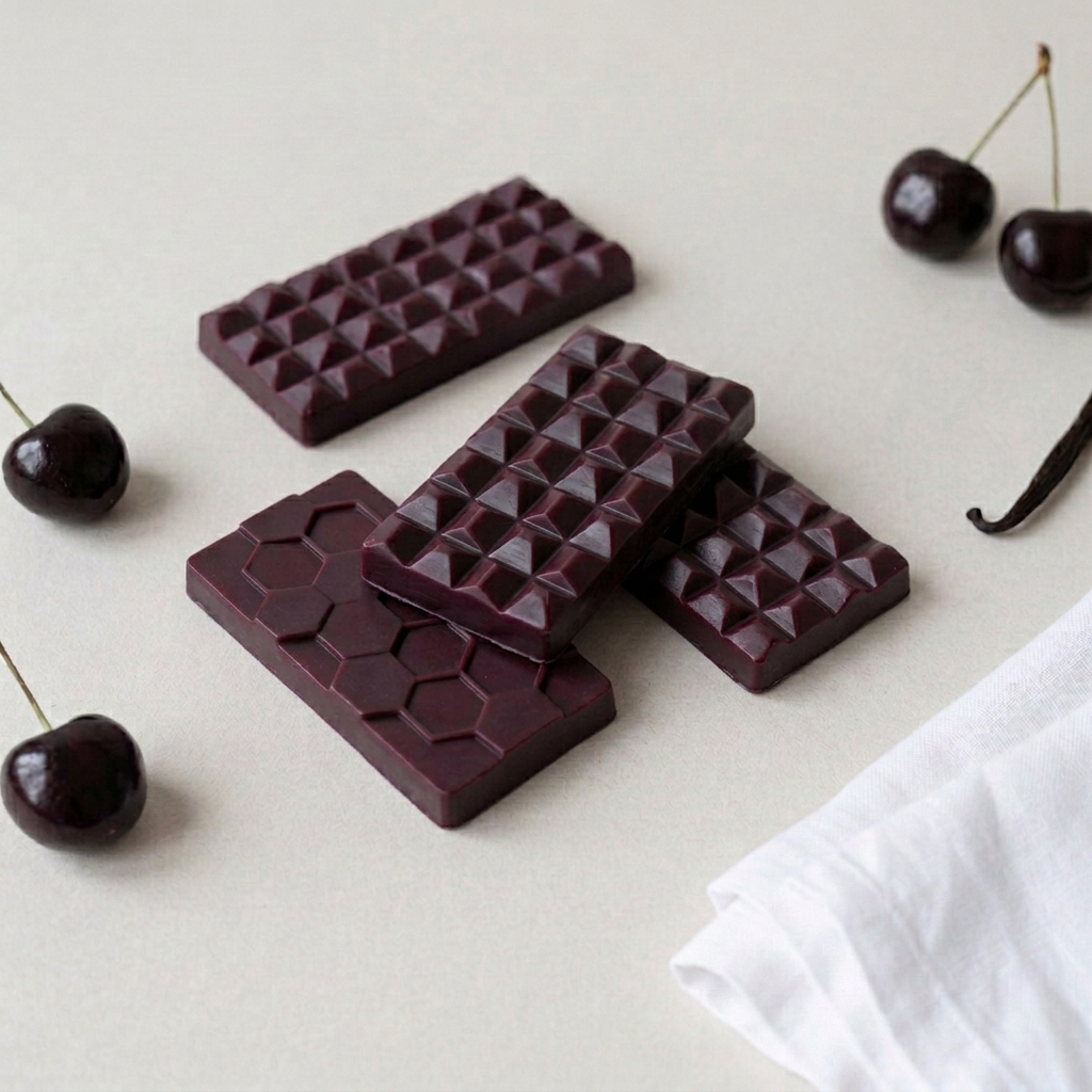 Cherry Noir black-cherry purple wax bars with cherry and vanilla styling