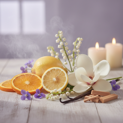 Bedtime wax melt scent - orange, violet, magnolia, vanilla and sandalwood
