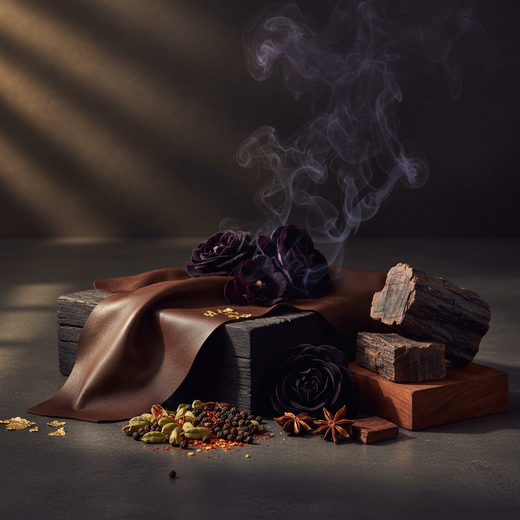Ombre Leather wax melt scent - dark leather, warm spices, deep florals and rich wood