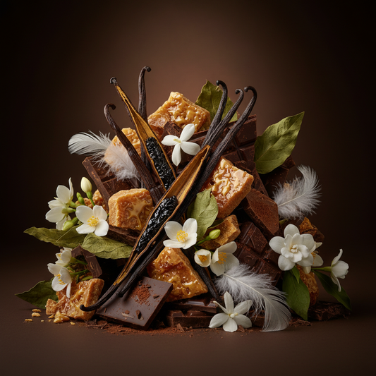 Angelic Body Mist scent notes - vanilla pods, praline, dark chocolate, patchouli and white flowers