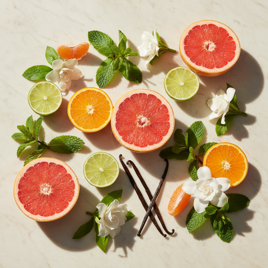 Pink Grapefruit & Vanilla wax melt scent - pink grapefruit, mandarin, lime, spearmint, jasmine and vanilla