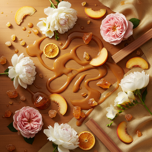 Bows & Bon Bons wax melt scent - caramel, soft florals, amber and warm wood