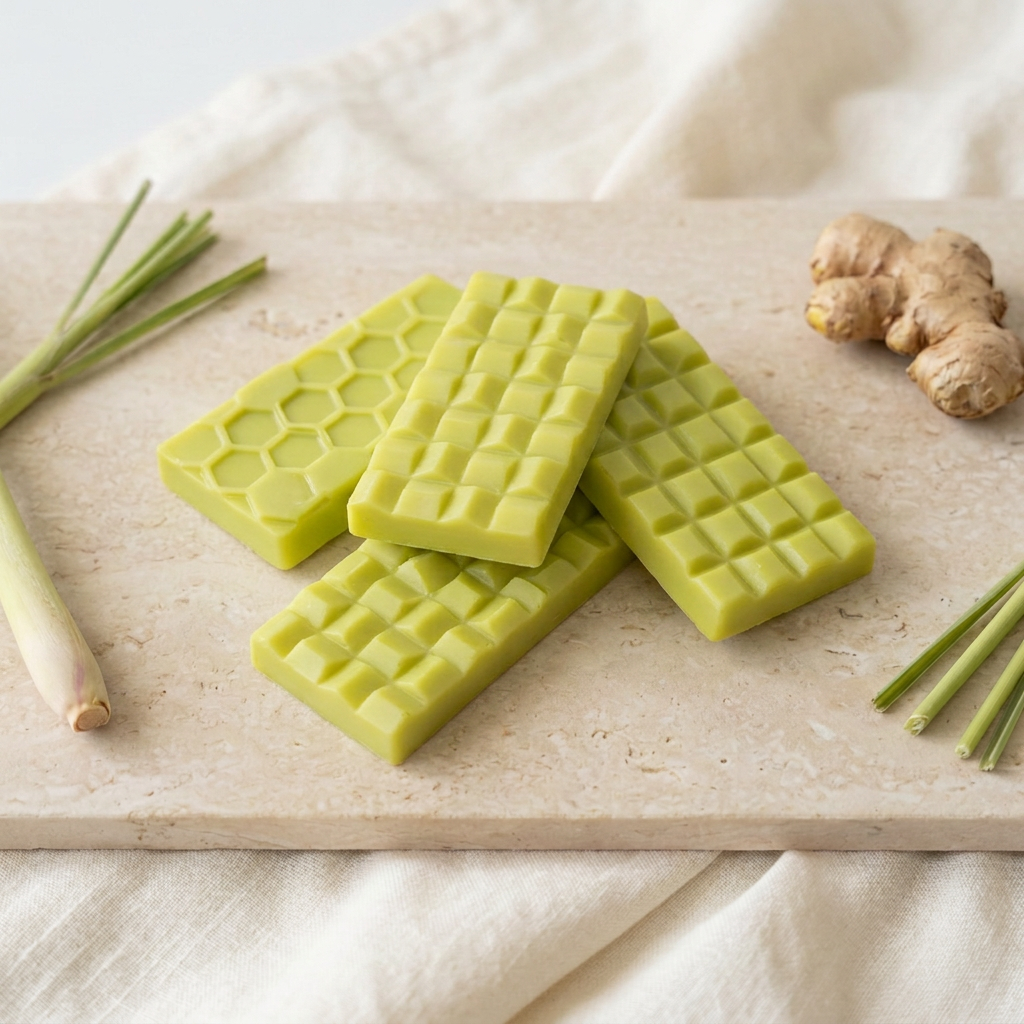 Lemongrass & Ginger fresh yellow-green wax bars with lemongrass and ginger