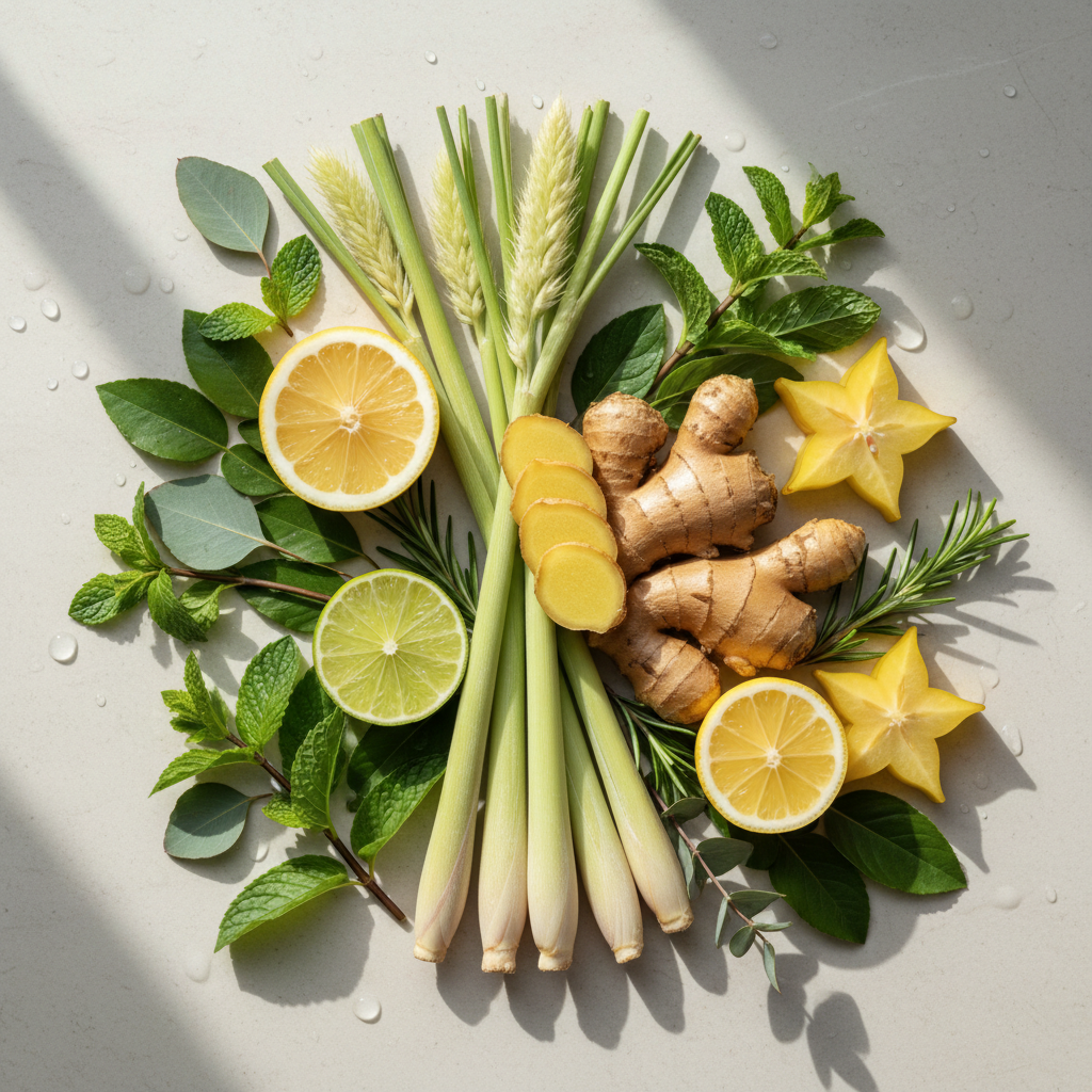 Lemongrass & Ginger wax melt scent - lemongrass, ginger, herbs, eucalyptus and citrus