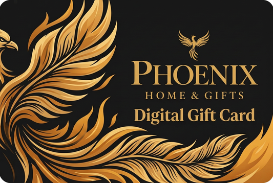 Phoenix gift card artwork incorporating the gold brand logo